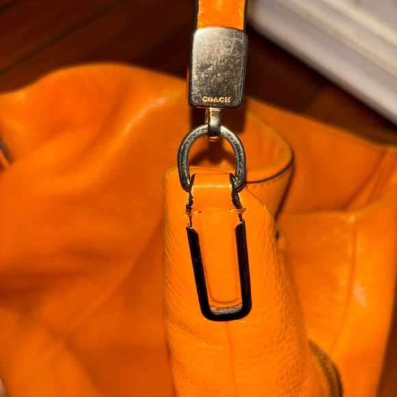 Coach Orange Hobo Shoulder Bag with Chain Strap - Picture 12 of 14